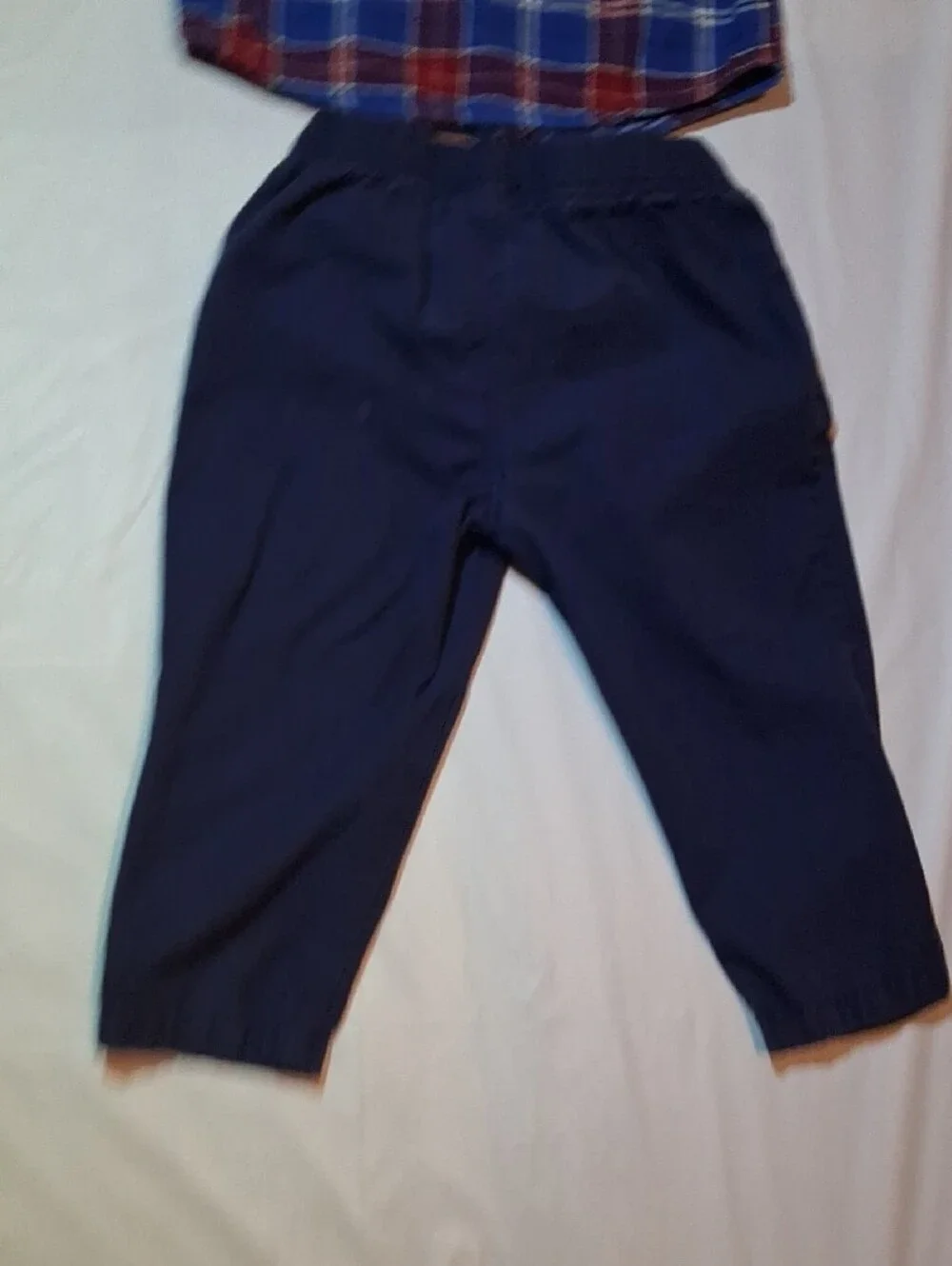 Carter's Toddler Boy Plaid Flannel Button-Up Shirt & Navy Pants Set 24 Months
